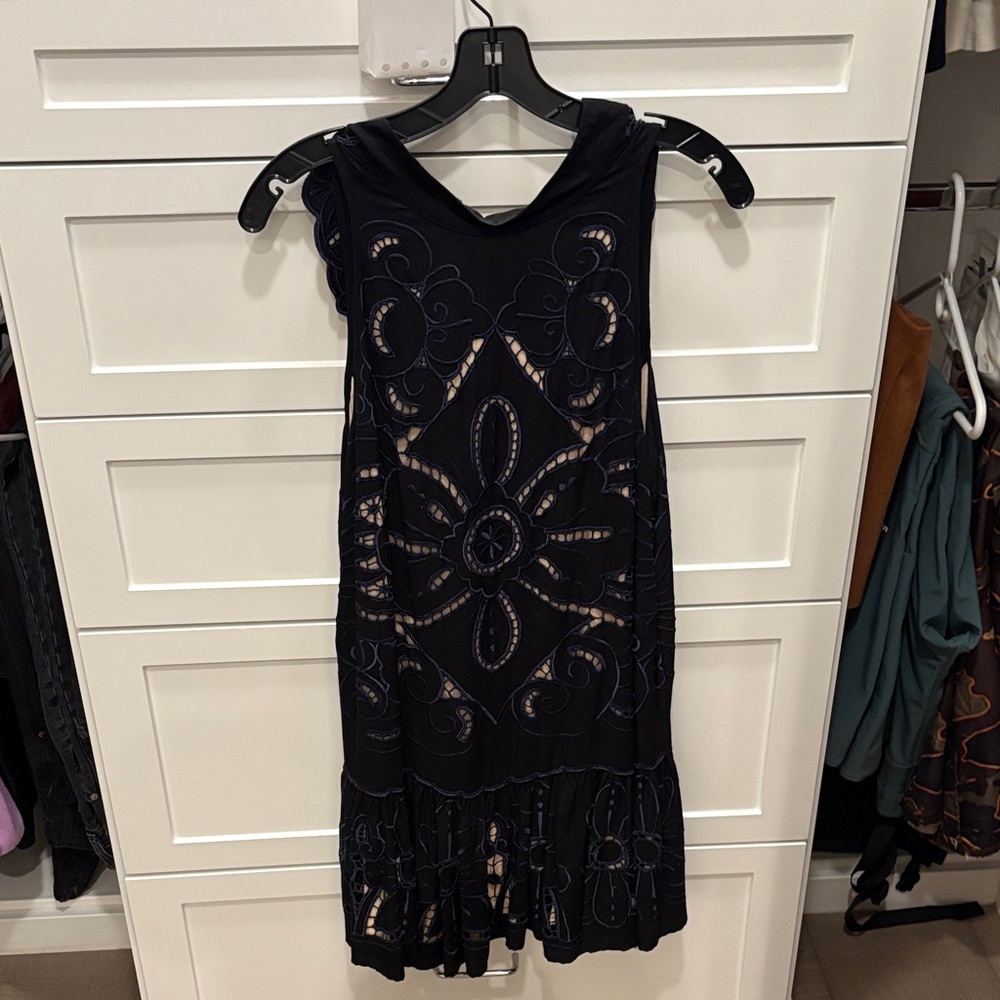 Free People Black Lace Midi Dress